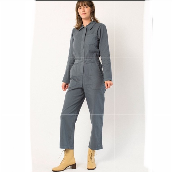 Army Green 100% Cotton Military Mechanic Jean Utility Ankle Jumpsuit Size S - Picture 1 of 16